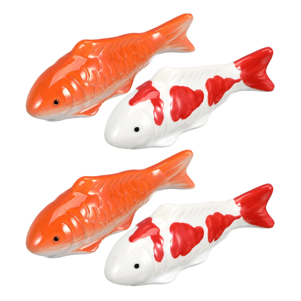 

4Pcs Small Fish Ornament Aquarium Decorations Safe Reliable Ceramic Material Desktop Bird Bath Pool Ceramic Fish Statue