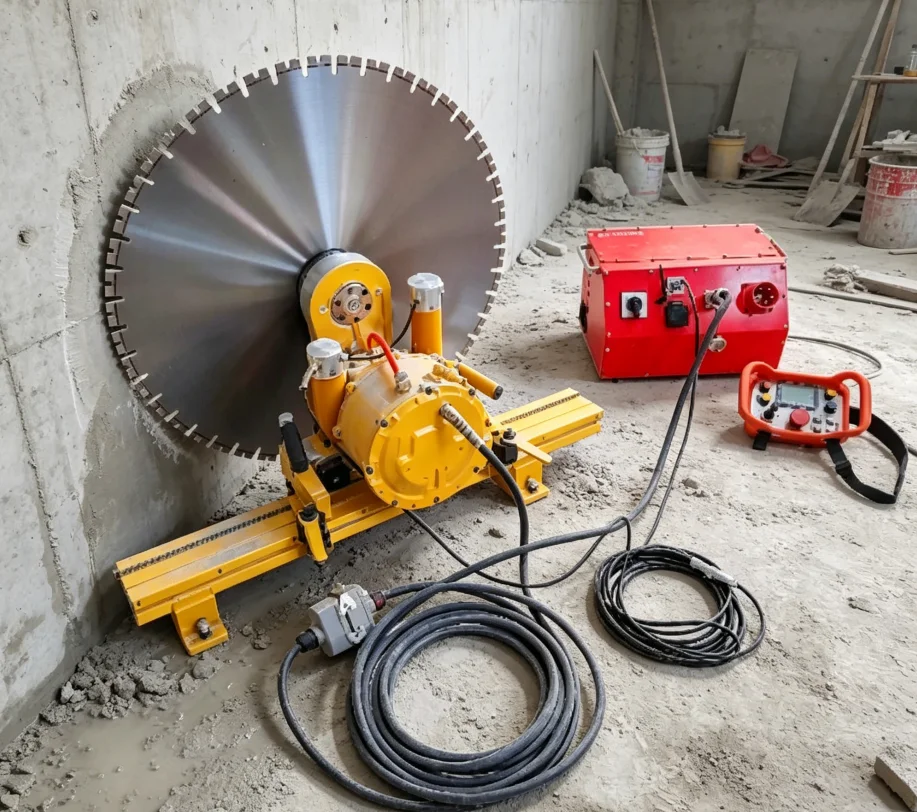 High Torque Electric Concrete Cutting Machine Track Mounted Wall Saw for Deep Cutting Up to 500mm