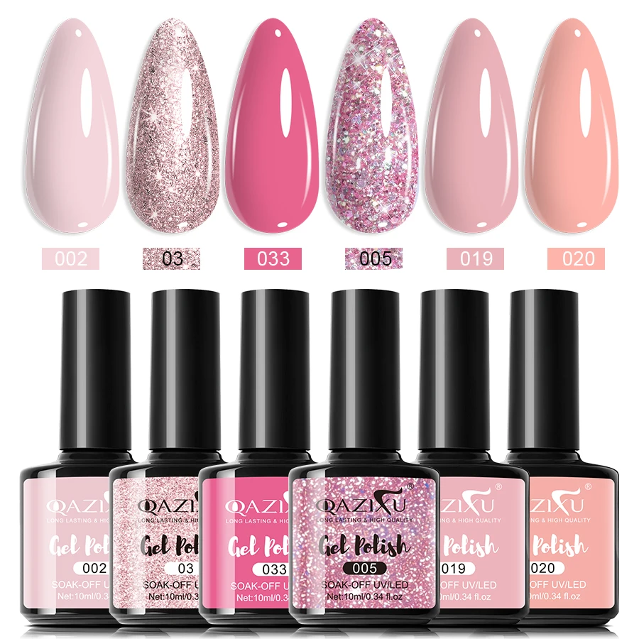

6Pcs 10ml Gel Nail Polish Set Pink Popular Color Gel Varnish Nail Kit Soak Off UV/LED Gel Polish For Salon Home Female Gifts