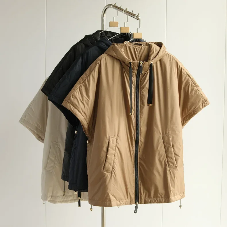 

2025 Autumn and Winter Women's Down Vest Commuting Oversized Hooded Vest