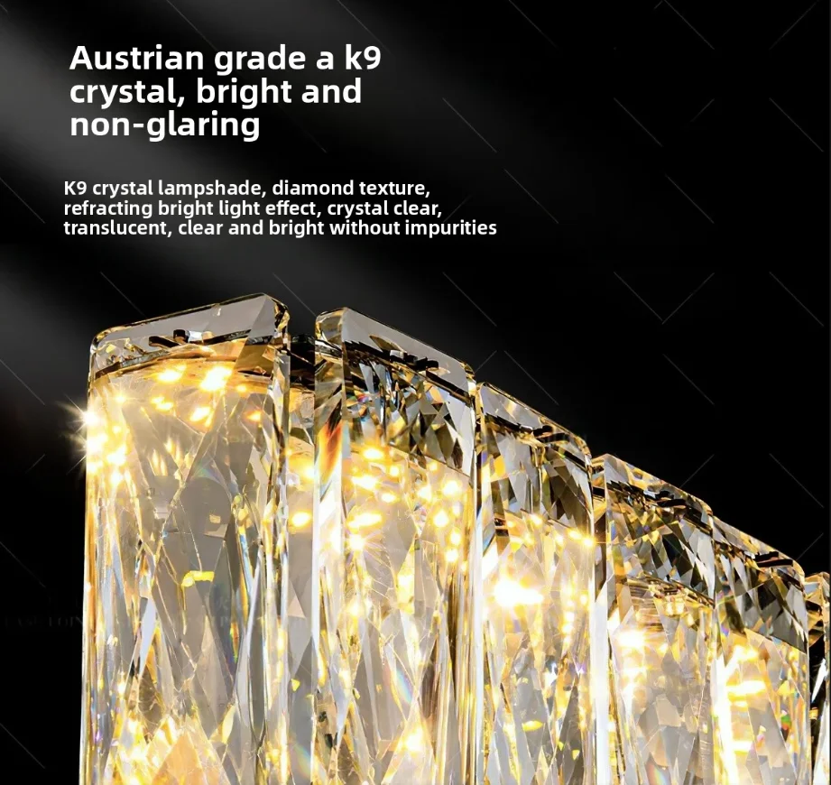 Light Luxury Restaurant Pendant 2025 New Long And Atmospheric Dining Table Bar Desk Lamp Light Luxury Crystal Pendant Lamp LED - Image 5