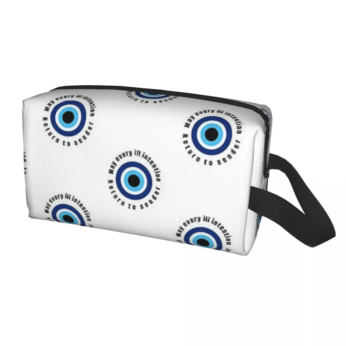 Evil Eye Protection & Nazar Lucky Charm Travel Cosmetic Bag Makeup Toiletry Organizer Ladies Beauty Storage Dopp Kit