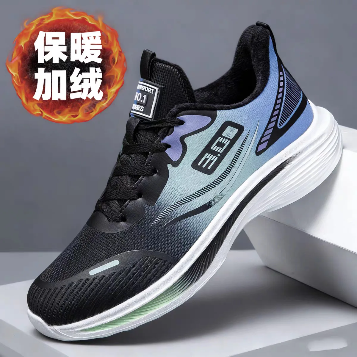 New Plus-size Men's Sneaker Outdoor Lightweight Running Shoes for Winter Fleece  Thickened Warm Shoes Ultra-light Trendy Shoes