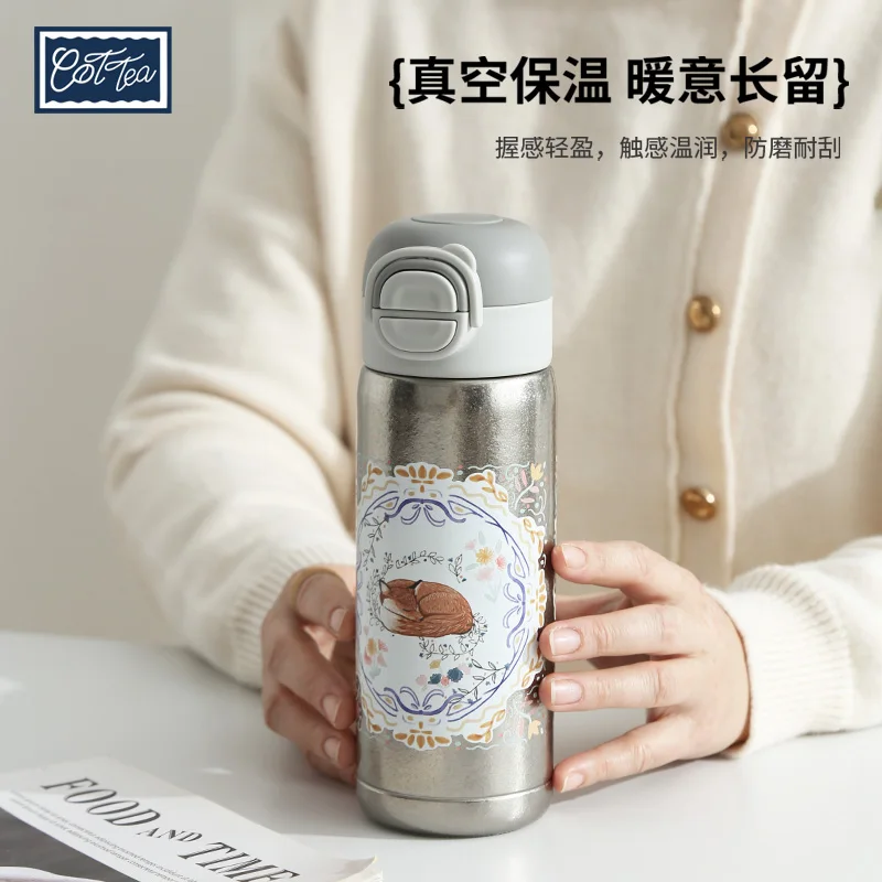 

Лондонская керамика, 500 мл, титановая лиса, термос для горячего кофе, термос для спортзала, бутылка для воды, кружка, детская посуда для гурманов с соломинкой