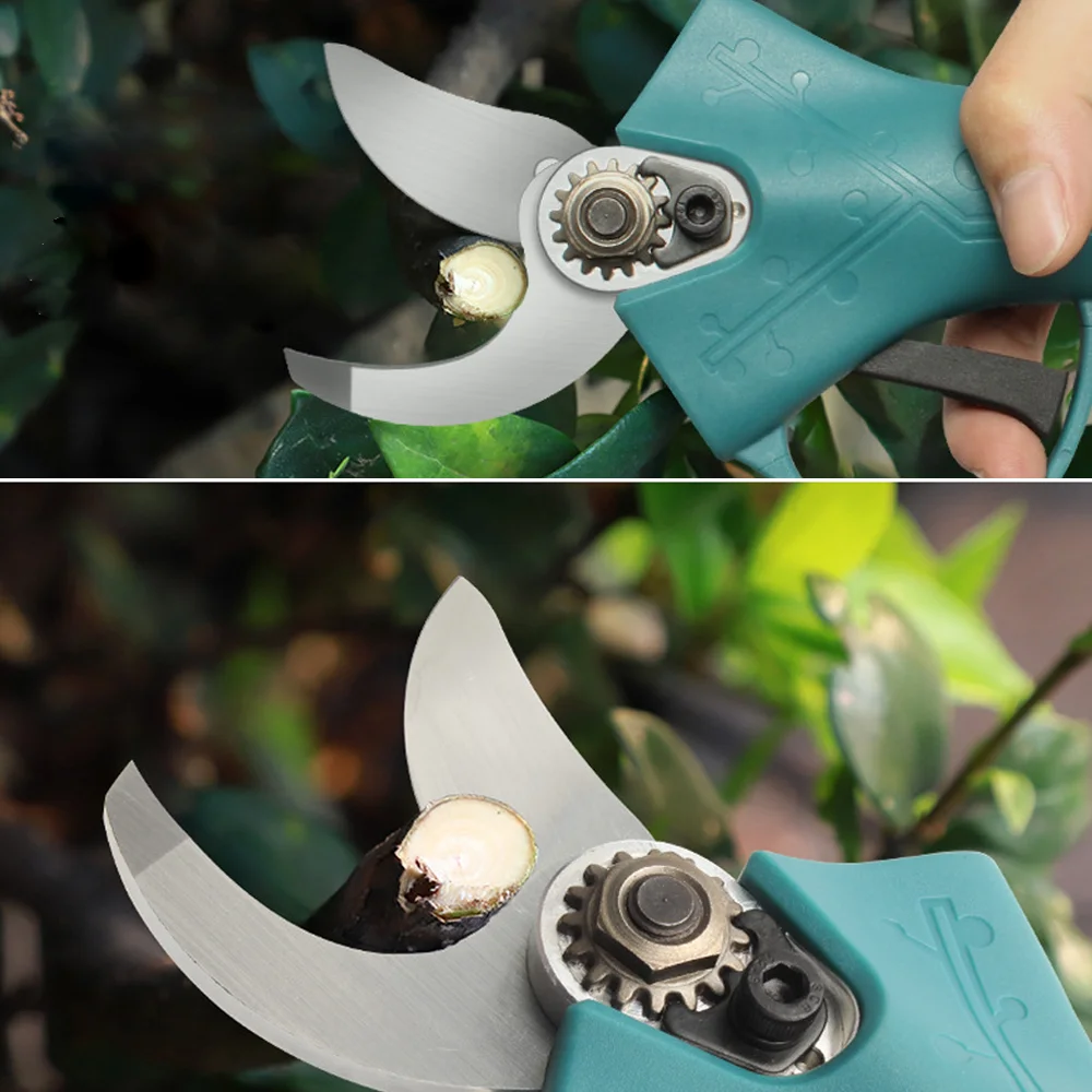 Gisam 4 Gears Electric Pruner Brushless Pruning Shears Cordless Pruner Lithium Powered Fruit Tree Bonsai Pruning with 2 Battery