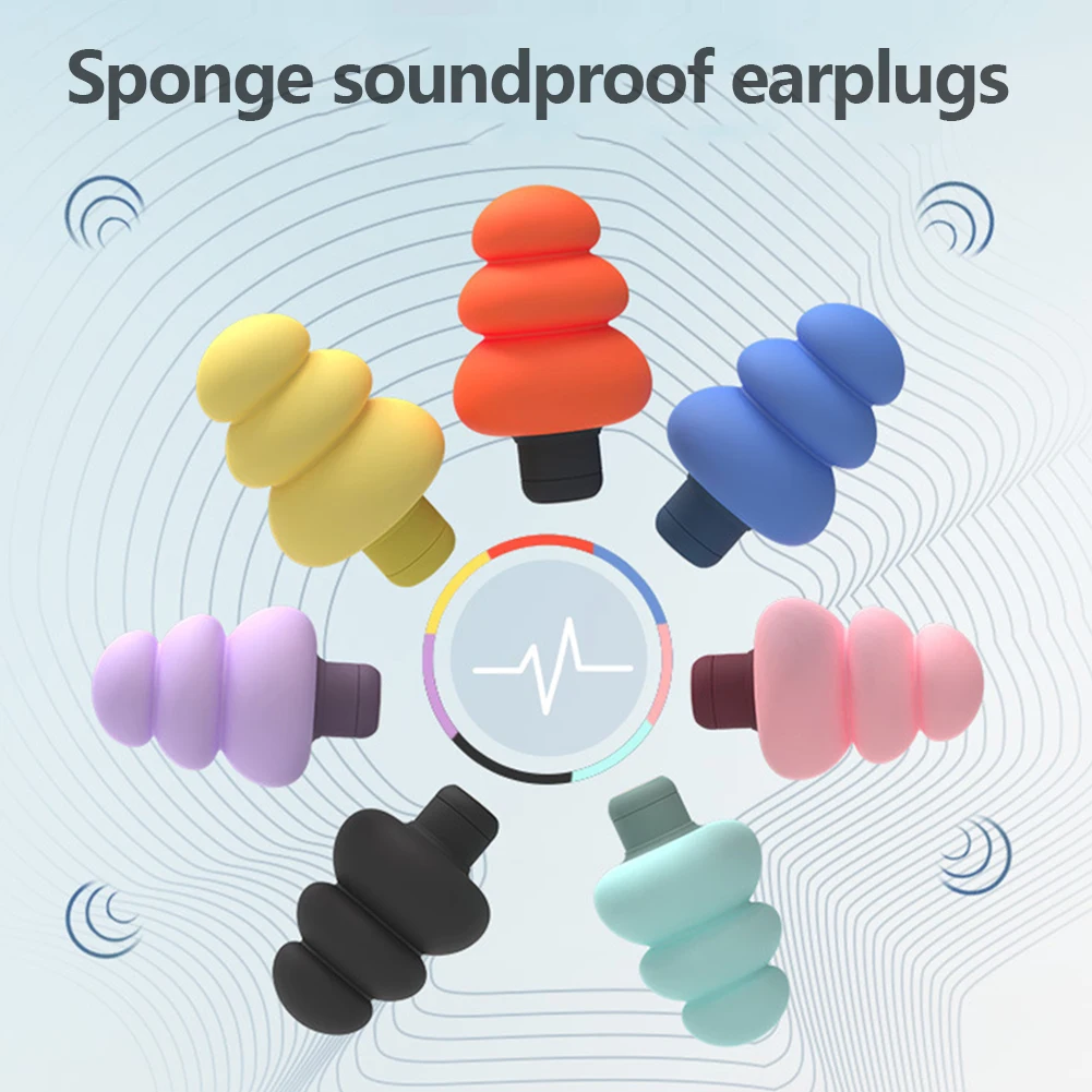 4 szt. Miękkie przenośne silikonowe zatyczki do uszu przeciwhałasowe zatyczki do uszu z redukcją szumów zmywalne gąbkowe zatyczki do uszu wielokrotnego użytku do spania