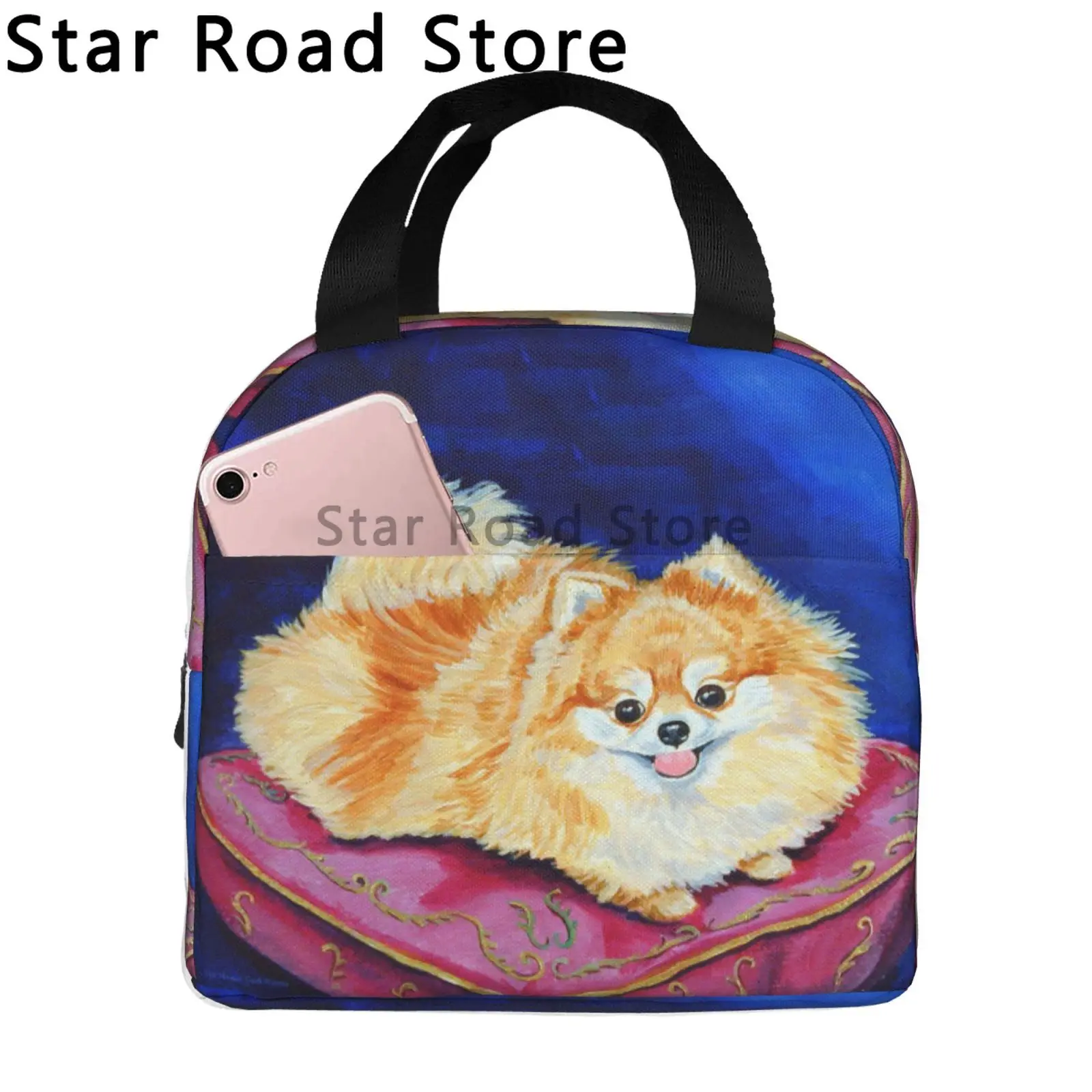 Pomeranian Dog Insulated Lunch Bag for Reusable Waterproof Cooler Cute Bag Lunch Box for Teens Girls School Travel Picnic