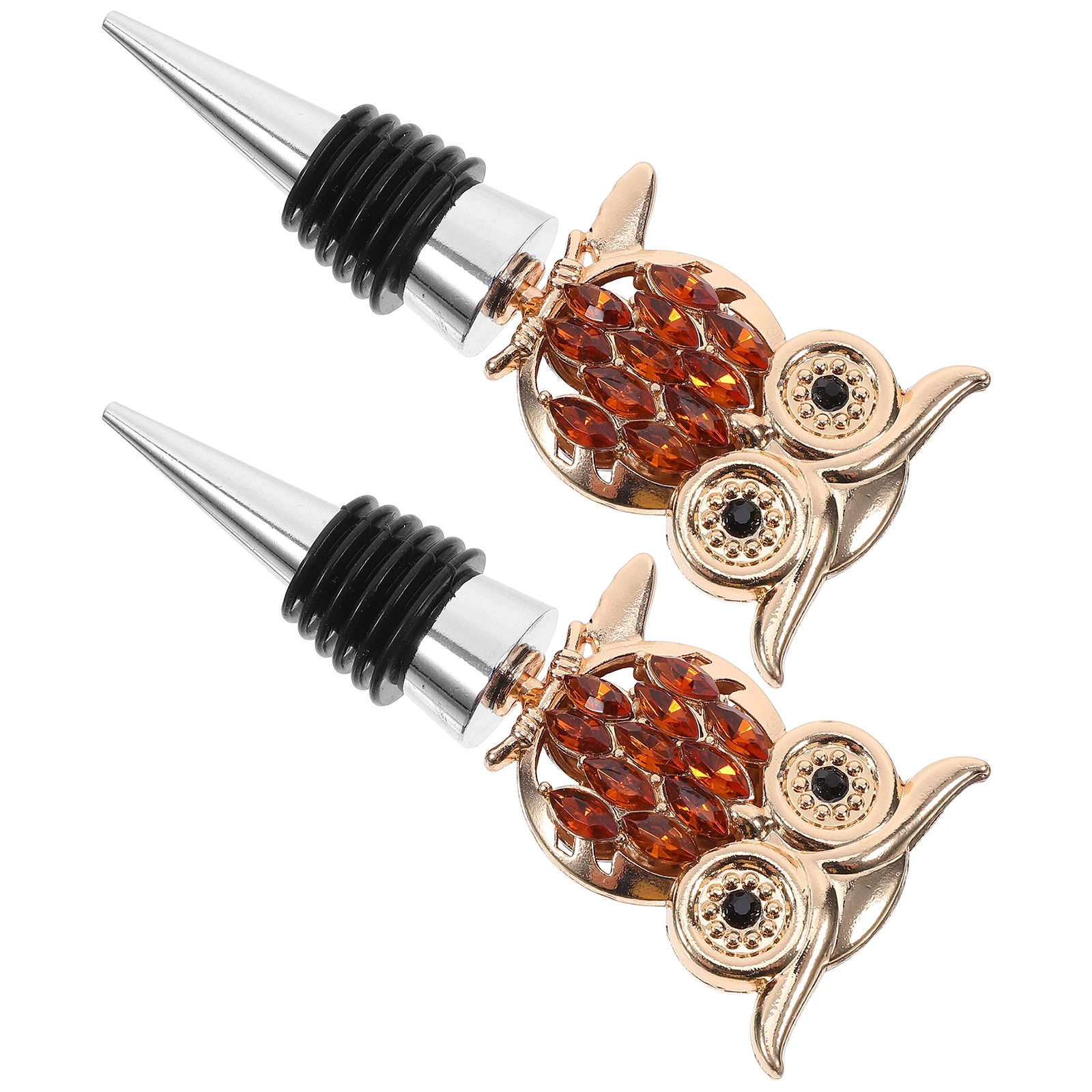 

2pcs Owl Shaped Zinc Alloy Stoppers Airtight Seal Decorative Bottle Stopper For Beverage Replacement Retro Style