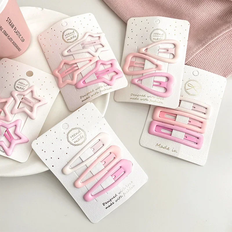 16Pcs Jepit Rambut Bayi Bentuk Hati Bintang Warna Pink BB Jepit Rambut Logam Warna Permen Aksesoris Rambut Mini Jepit Rambut Anak Perempuan Jepit Samping HP01