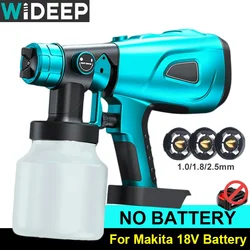 800ML Cordless Paint Sprayer HVLP Electric Spray Gun Flow Control Auto Furniture Steel Coating Airbrush for Makita 18V Battery