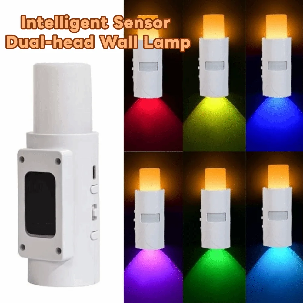 

Rechargeable RGB Color Changing LED Wall Light Ambient Lighting Intelligent Sensor Dual-head Wall Lamp for 5V1500mAh