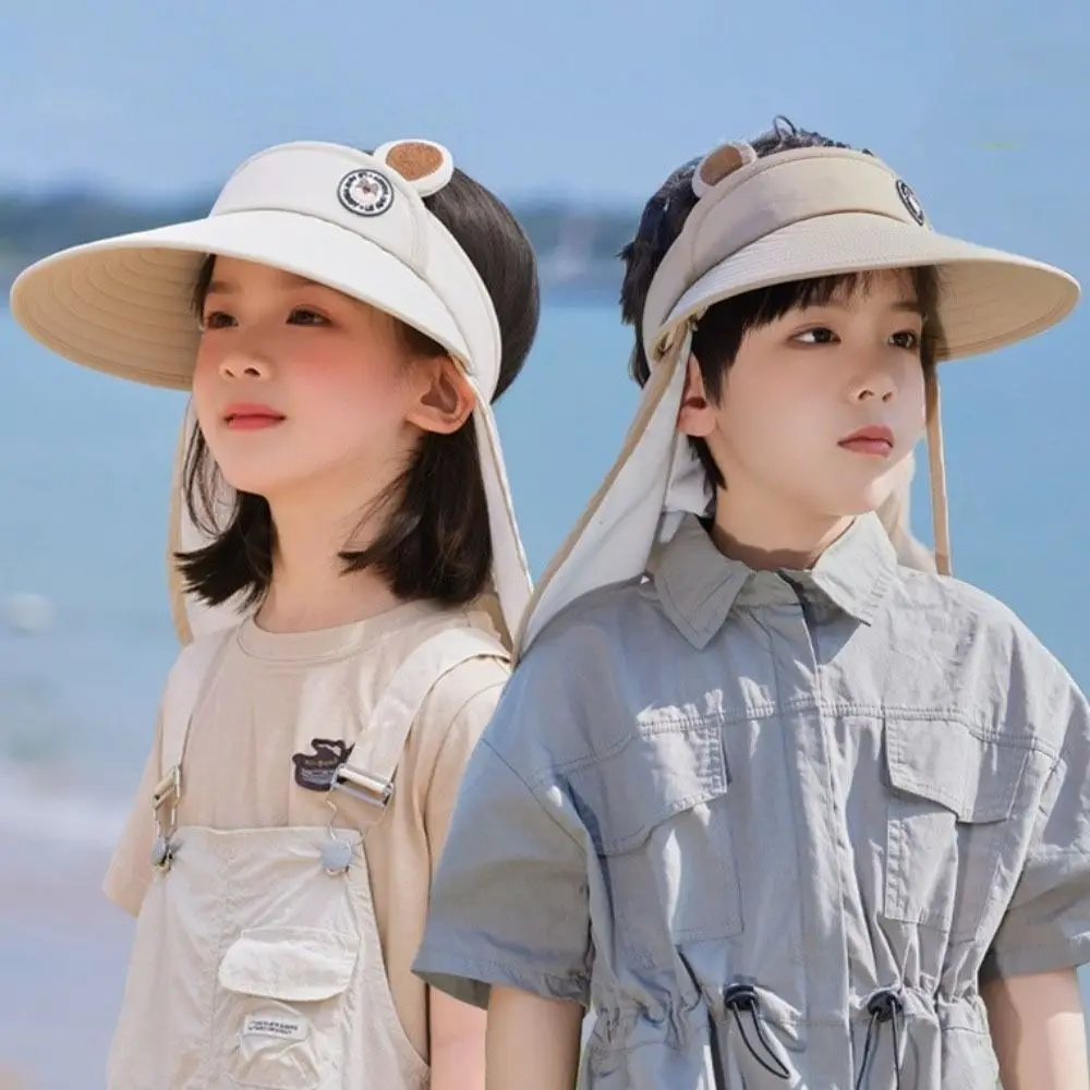 

Fashion Breathable Cartoon Empty Top Hat Removable Quick Dry Shawl Sun Hat Sunscreen Wide Brim Baby Sun Protection Hat Summer