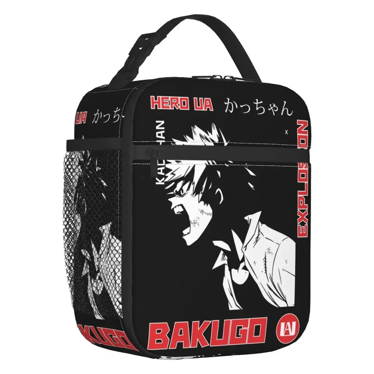 Boku No Hero Academia Insulated Lunch Bag for Women Portable Bakugou Katsuki Thermal Cooler  Tote Office Picnic Travel