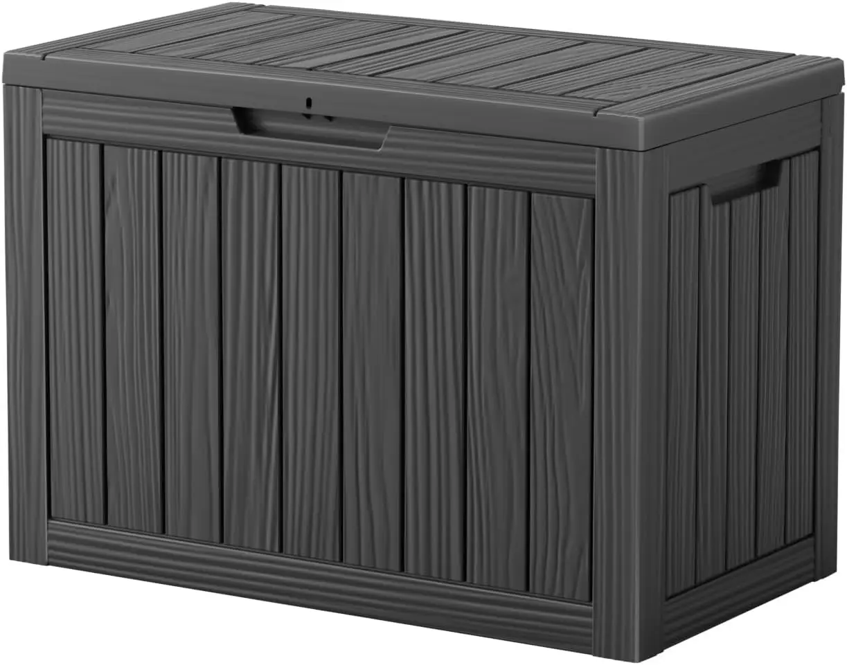 

45 Gallon Resin Deck Box Lockable Outdoor Storage Box for Patio Cushions Storage FurnitureGarden Tools Pool Supplies Weatherproo