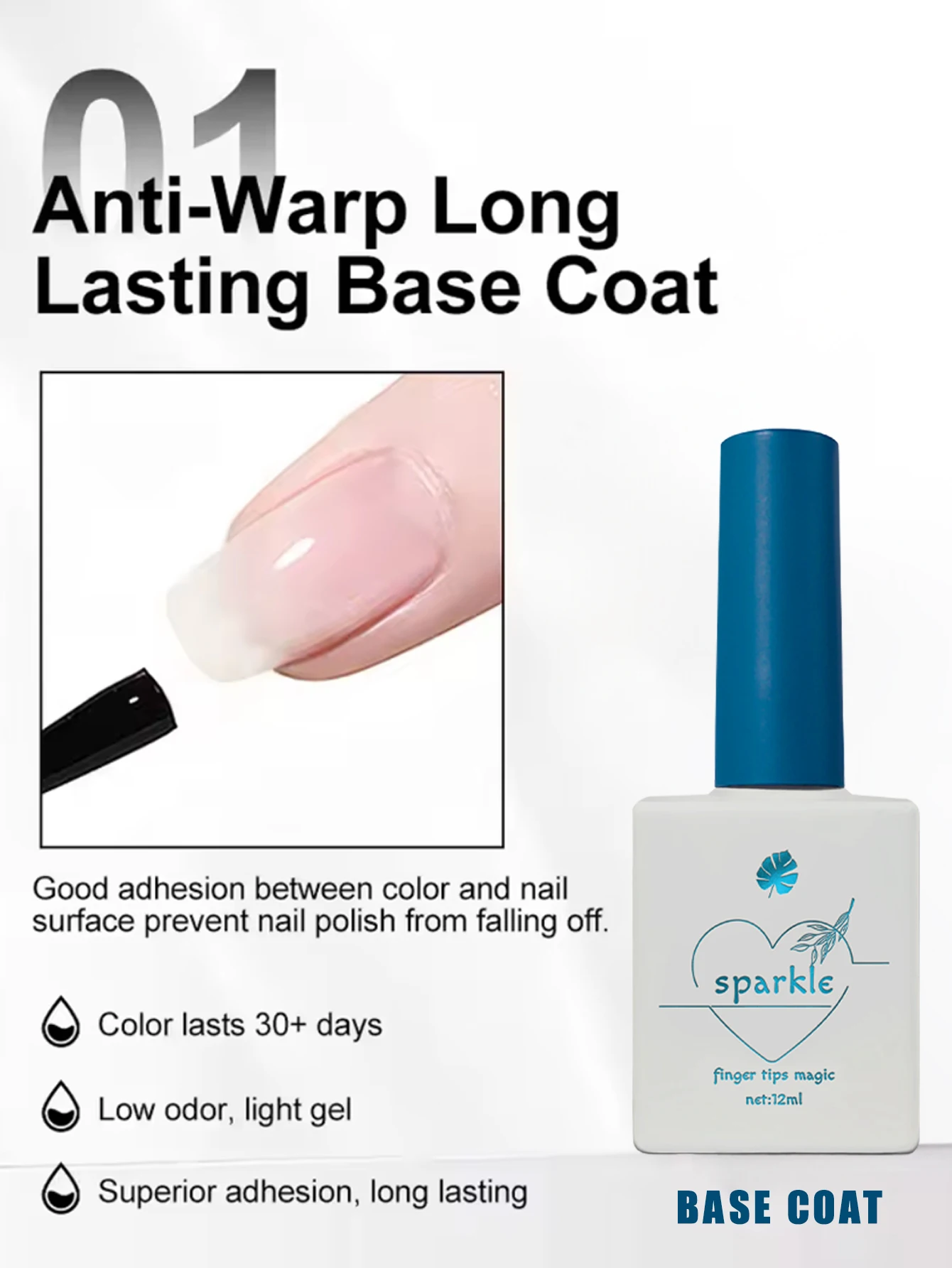 1/2/3PCS 12ML Soak Off Matte Top Base Coat for Nails UV Gel Polish Semi Permanent Functional Manicure Top Base Coat Varnish