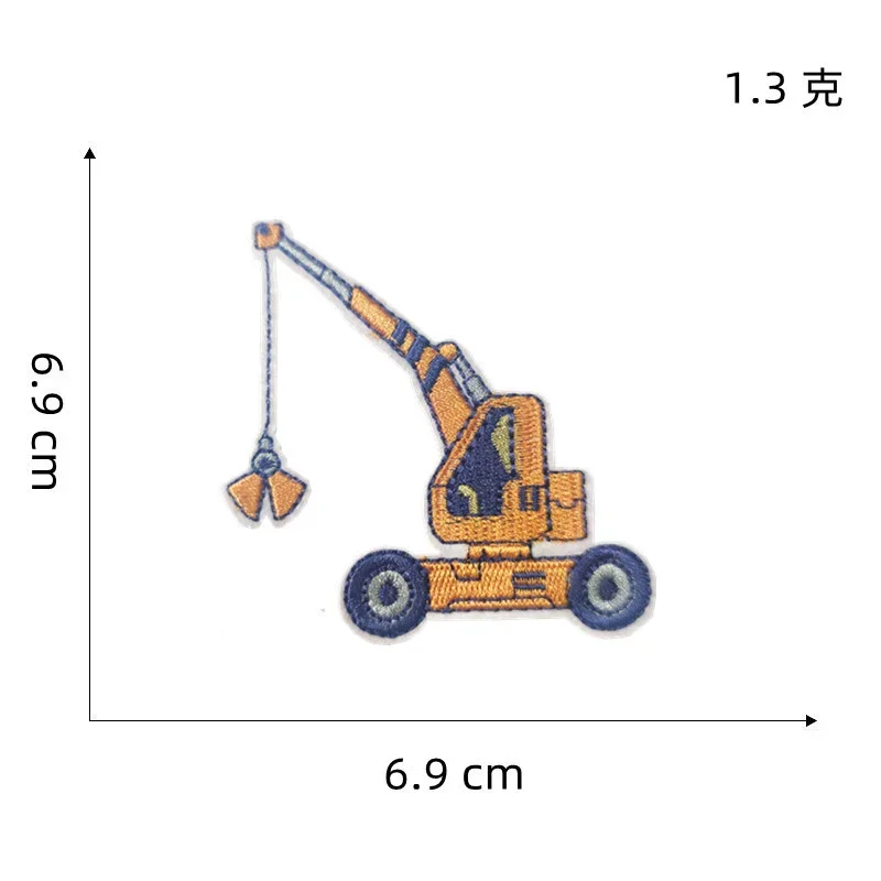 Cartoon Excavator Crane Push Forklift Tractor Engineering Vehicle Embroidery Iron on Patch Boy Child Clothes Sewing Applique