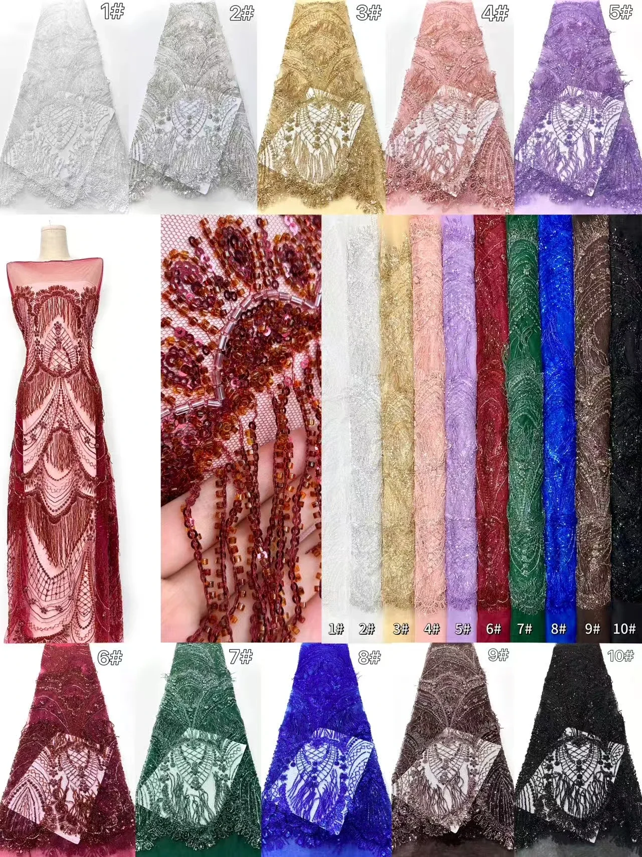 Afrykańska koronka z frędzlami 3D, ręcznie robiona, materiał do szycia, akcesoria, afrykańska tkanina z frędzlami, cekiny, na imprezy, do samodzielnego tworzenia sukienek, CC1672