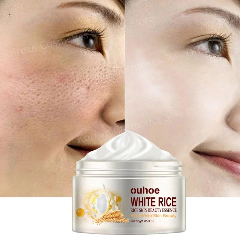 

White Rice Whitening Face Cream Firm Shrinks Pore Dark Spots Freckle Remover Anti Wrinkle Aging Moisturizing Brighten Skin Care