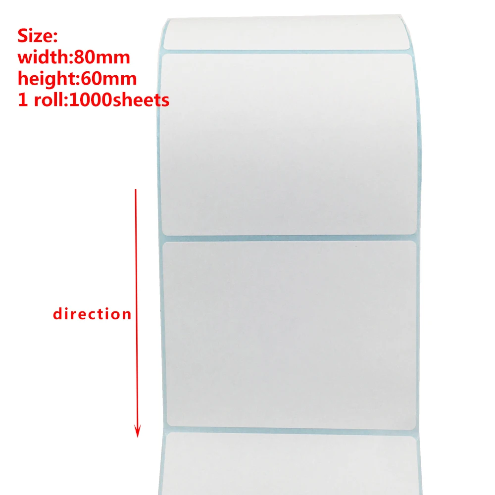 80x60-1000sheets Thermal Label Sticker Paper Supermarket Price Blank Barcode Label Direct Print Waterproof Print Supplies