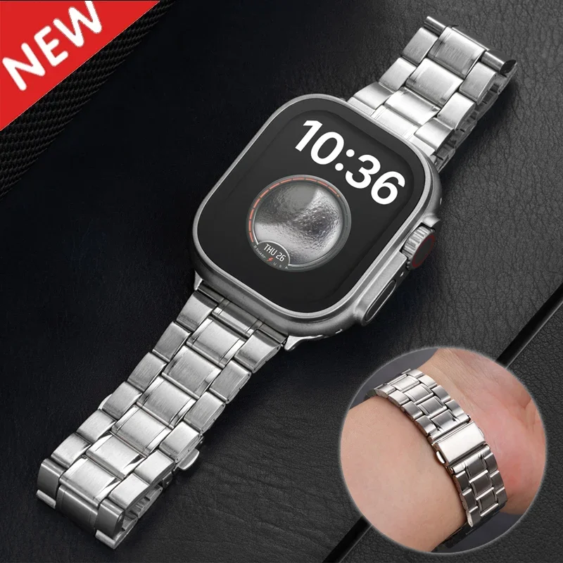 Stainless Steel Strap For Apple Watch Ultra 4 3 2 49 45 41 40 46 38 42 44mm Metal band Bracelet For iWatch Series SE 11 12 9 8 7