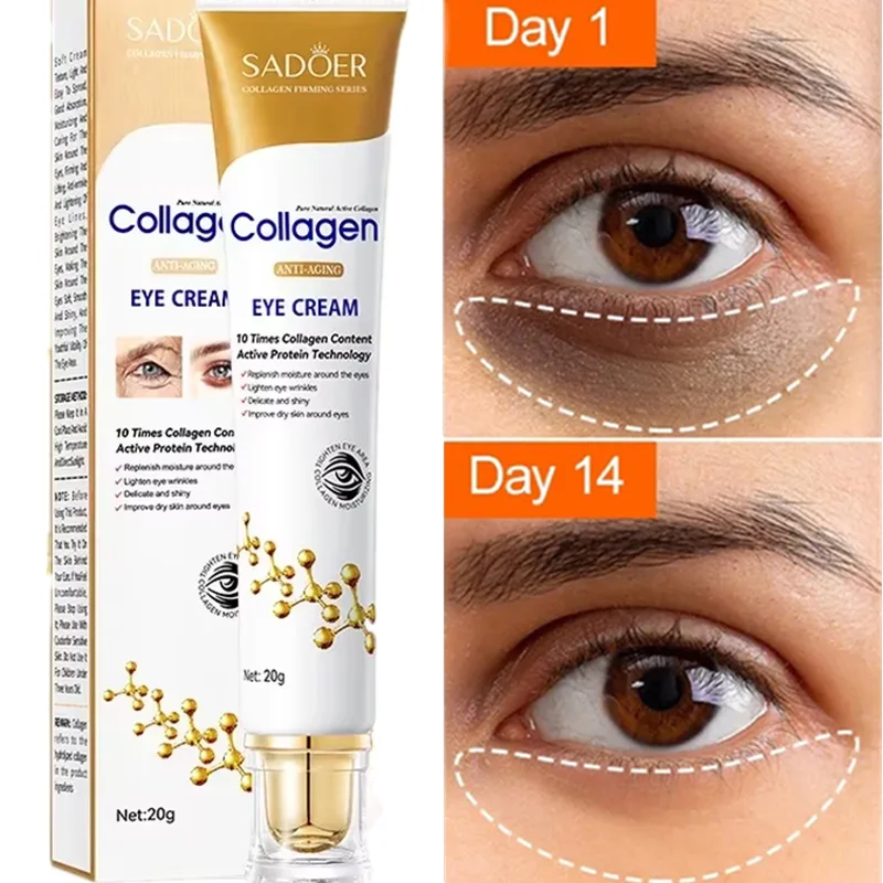 Crème démaquillante instantanée pour les yeux, élimine le collagène, déforme, raffermit la peau, estompe les ridules, éclaircit les cernes, anti-poches, hydrate