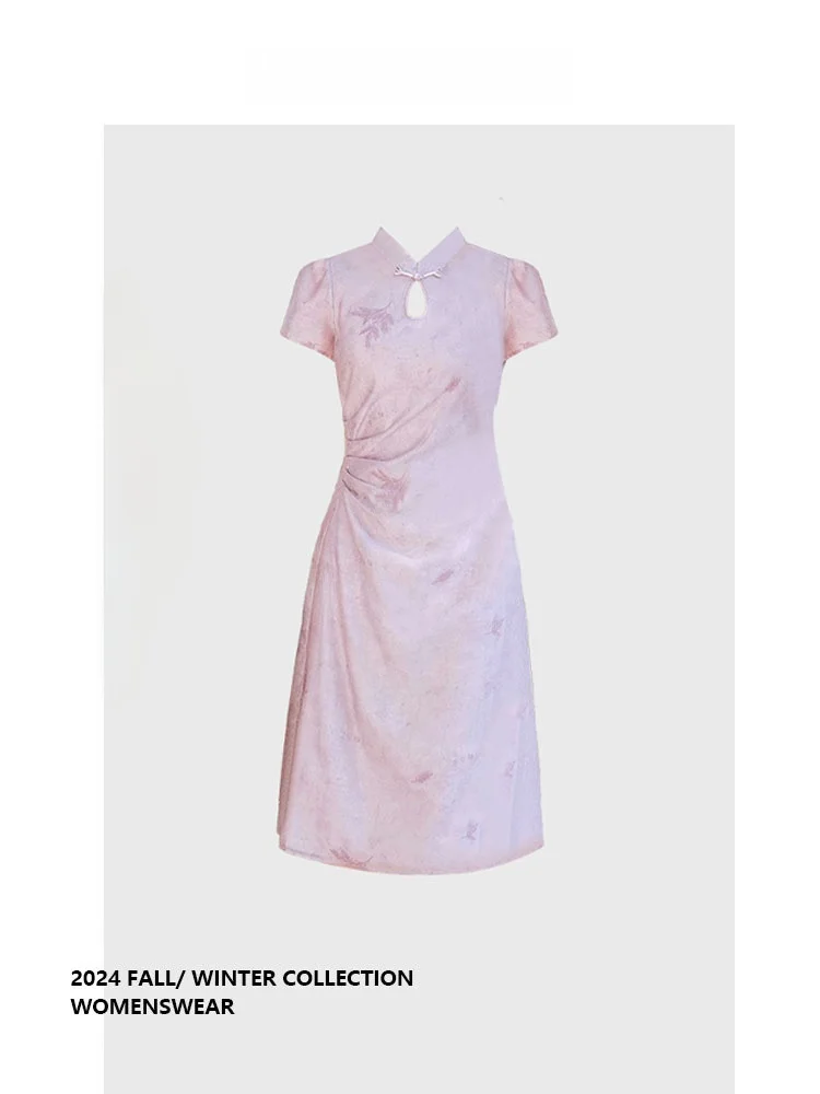 

Forever 2 Chinese Sle Retro Waterdrop Hollow out Stand Collar Button Qipao Dr Women's ort Sve Commute Sle Autumn...