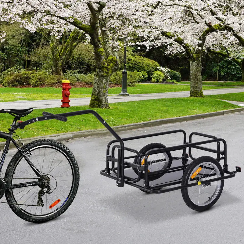 Faltbarer Fahrradanhänger aus Stahl, 70L, 155x71,5x77cm, Tragkraft 40kg, Schwarz, Lokaler Versand