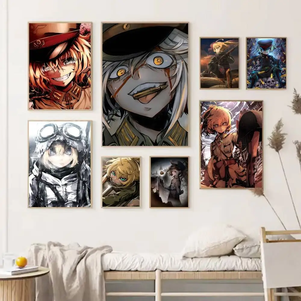 Cartoon Anime Game S-Saga of Tanya the Evil Poster Self-adhesive Art Waterproof Paper Sticker Coffee House Bar Room Wall Decor