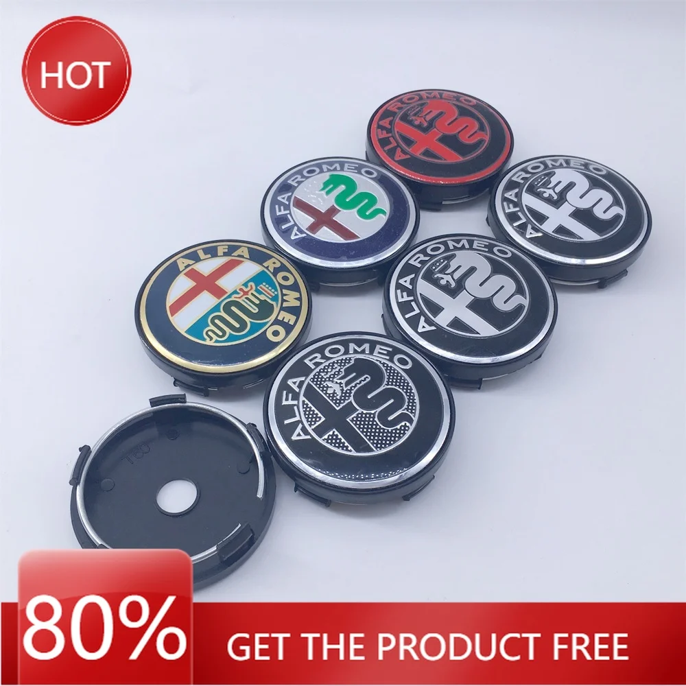 Hub Caps 4PCS 60mm For Alfa Romeo Black Caps 030 Stelvio Sportiva GT 159 166 147 156 Mito Metal Emblem Auto Hub Caps Decoration