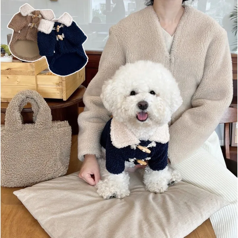 

Pet Coat Autumn and Winter Thickened Warm Dog Cat with Button Fleece Coat Small Puppy Clothes