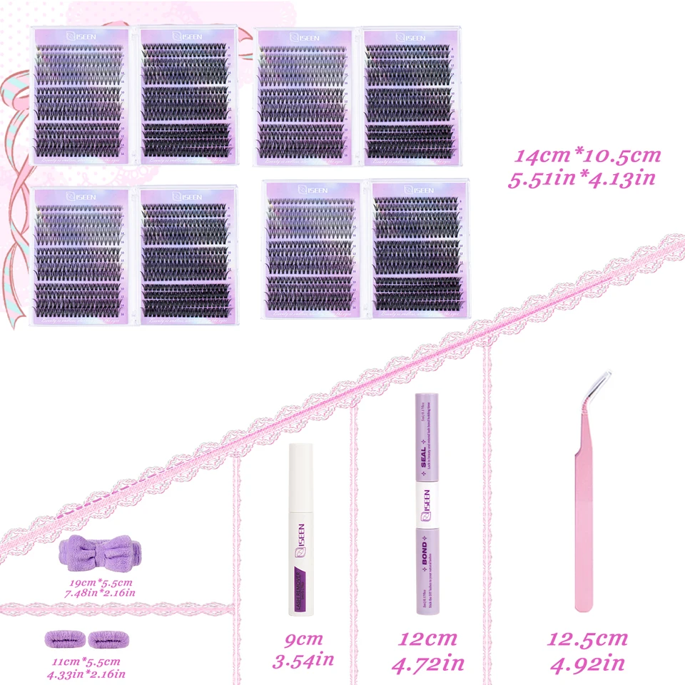 Kit de Racimos de Pestañas DIY 8-16mm Extensiones de Pestañas Individuales Naturales Sueltas Postizas con Pegamento y Pinzas 2