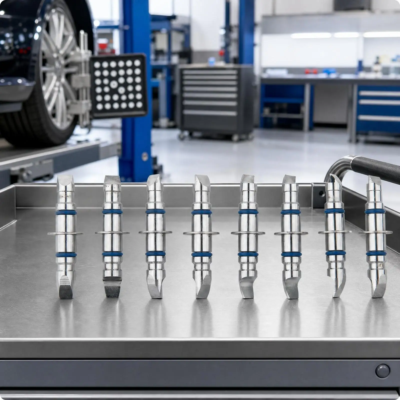 Metal Wheel Caliper Pin Set 8 Piece Rim Alignment Guide with Retaining Flange for Tire Fitting and Calibration