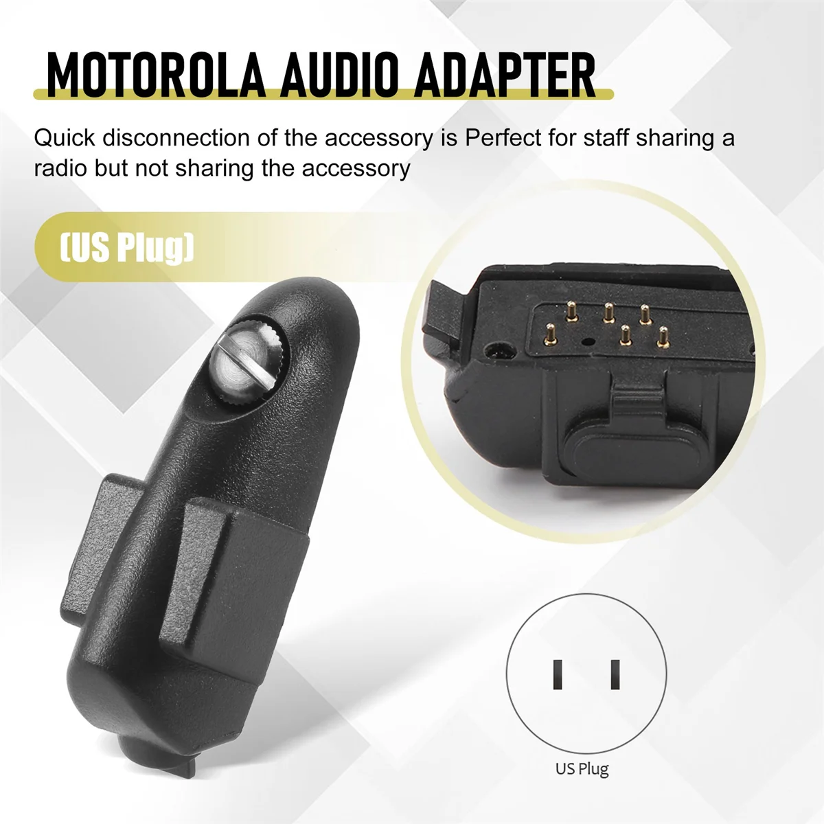 2pin Jack 3.5mm / 2.5mm Audio Adapter for Motorola GP328 GP340 PTX760 PRO5150 to GP300 GP88S Ham Radio Radio J6226A(US Plug)