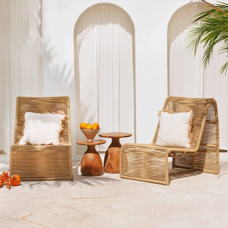 Outdoor sofa courtyard villa balcony single rattan sofa chair