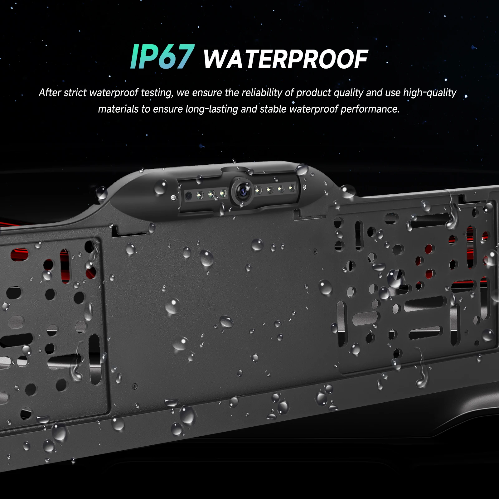 Podofo نظام كاميرا ReverView بإطار لوحة الترخيص الأوروبي مع أضواء بيضاء LED لشاشة ركن السيارة