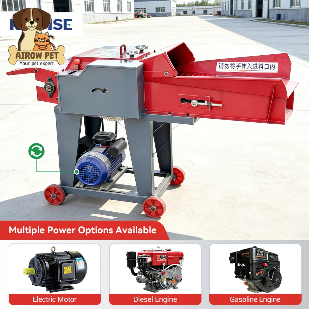 AIROW Mini Chaff Cutter Grass Chopper 500kg Per Hour Small Forage Chopper for Home and Small Farm Animal Feed