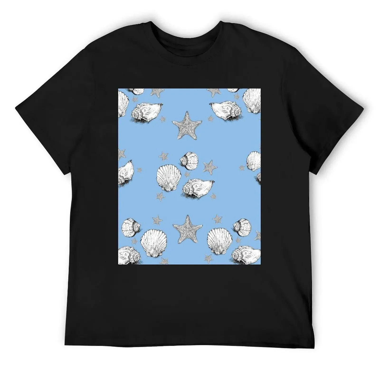 

Blue Shells and Starfish T-Shirt man t shirt for a boy shirts graphic tee men