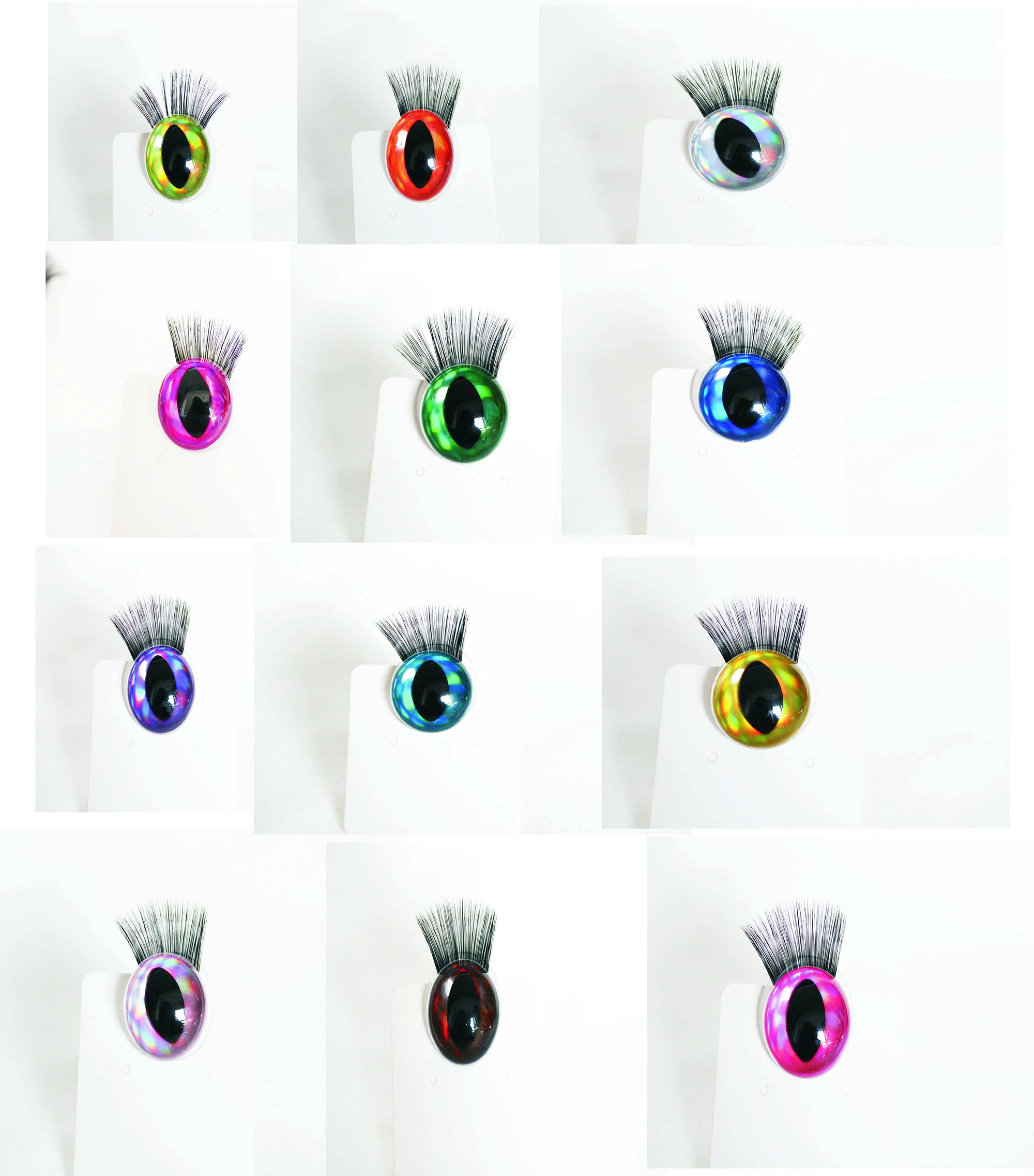 20pcs  9mm 10mm 12mm 13mm 14mm 15mm 16mm 18mm 24mm 30mm  glitter clear safety toy cat eyes with black eyelash tray for doll -D12