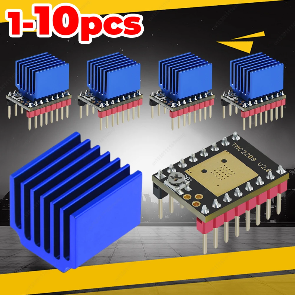 Tmc2209 v2.0 driver de motor de passo uart ultra silenciosos com dissipador de calor até 256 subdivisão para placa de controle de impressora 3d