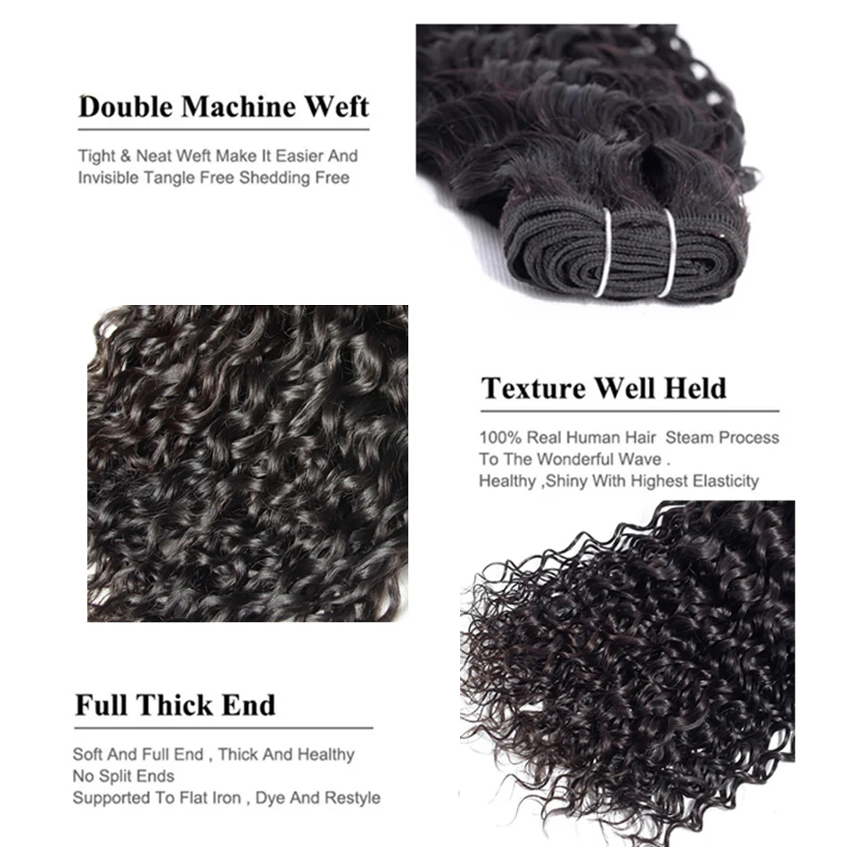 Water Wave Human Hair Bundles Curly Original Human Hair Extensions Natural Weave 100% Real Human Hair Bundles Remy Peruvian Hair