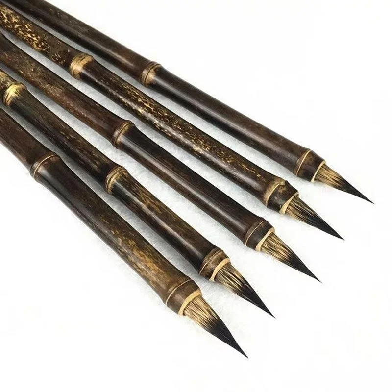 Luxurious Purple Rabbit Hair Chinese Calligraphy Brush Pen Ancient Bamboo Small Regular Script Writing Drawing Brush Stationery