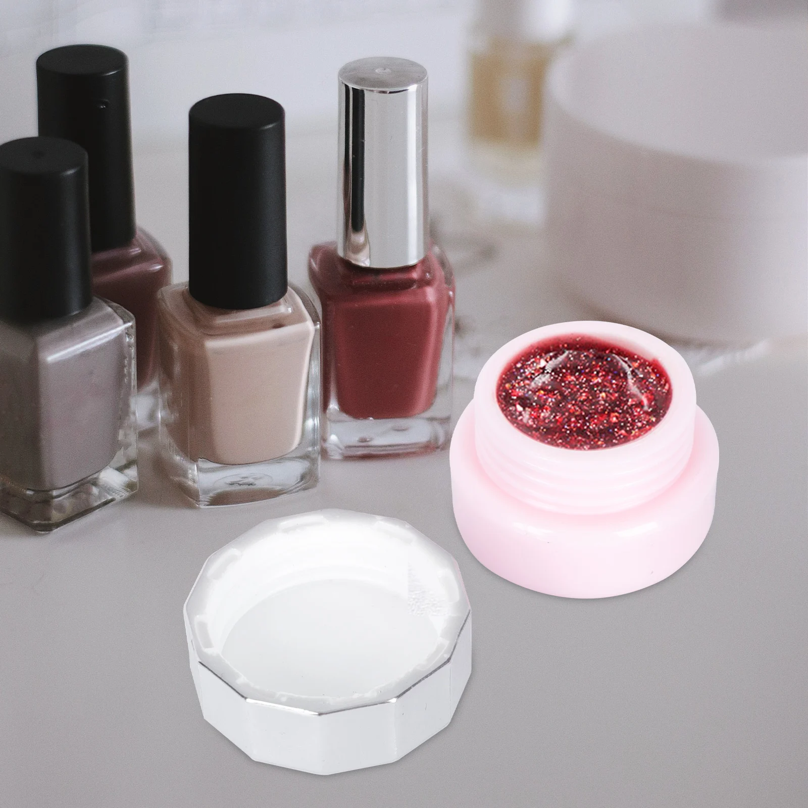 

4 Pcs Refillable ABS Plastic Cosmetics Jars Small Capacity Portable Nail Polish Bottle Sealed Screw Lid For Storage