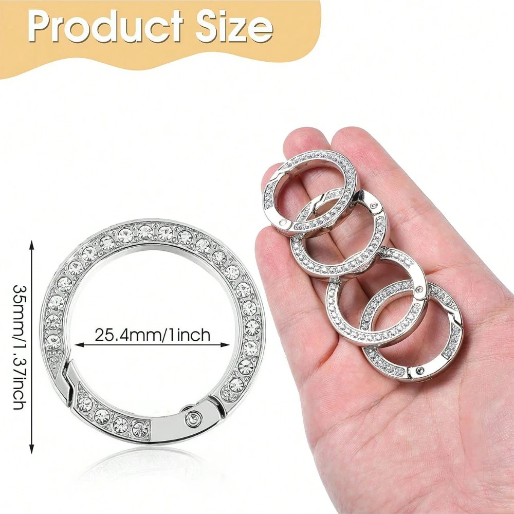 Feder O-Ring Schnalle Clips, Legierung Trigger Feder Karabinerhaken Glänzender Strass Schlüsselanhänger, Kreatives DIY Schlüsselanhänger Zubehör – Detail 3