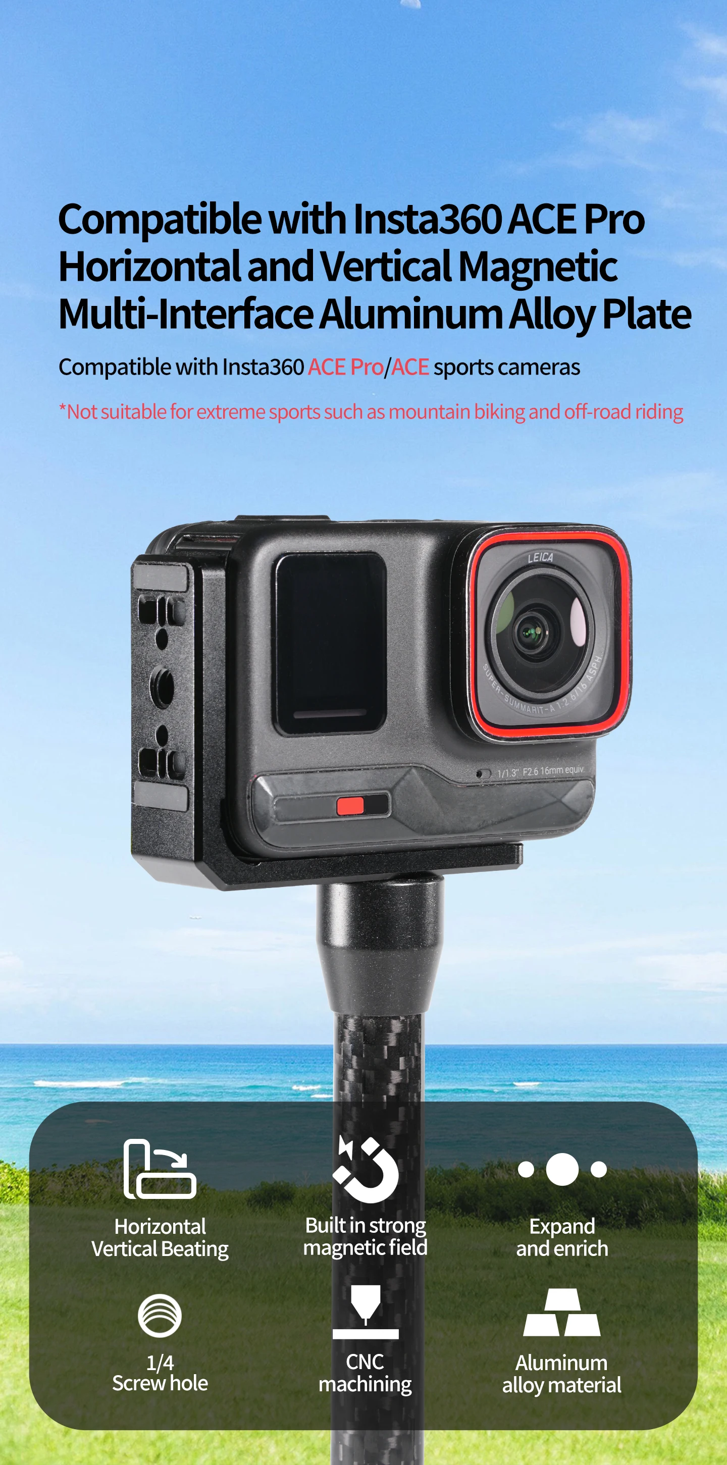 Neue Für Insta360 Ace Pro L Platte Vertikale Horizontale Halterung Magnetische Basis Faltbare Stativ Adapter 1/4 ARRI Sport Kamera Halterung – Detail 8