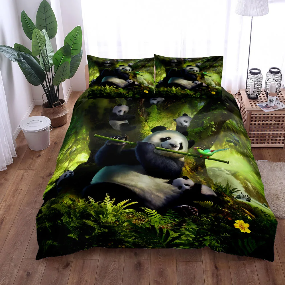 

3d panda bedding set queen twin size duvet cover bed sheet pillow cases bed linen set