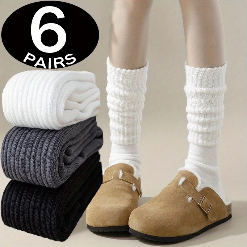 

1/3/6 пар толстых теплых женских гольфов, мягких и удобных для повседневной носки, однотонных, зимних теплых носков.