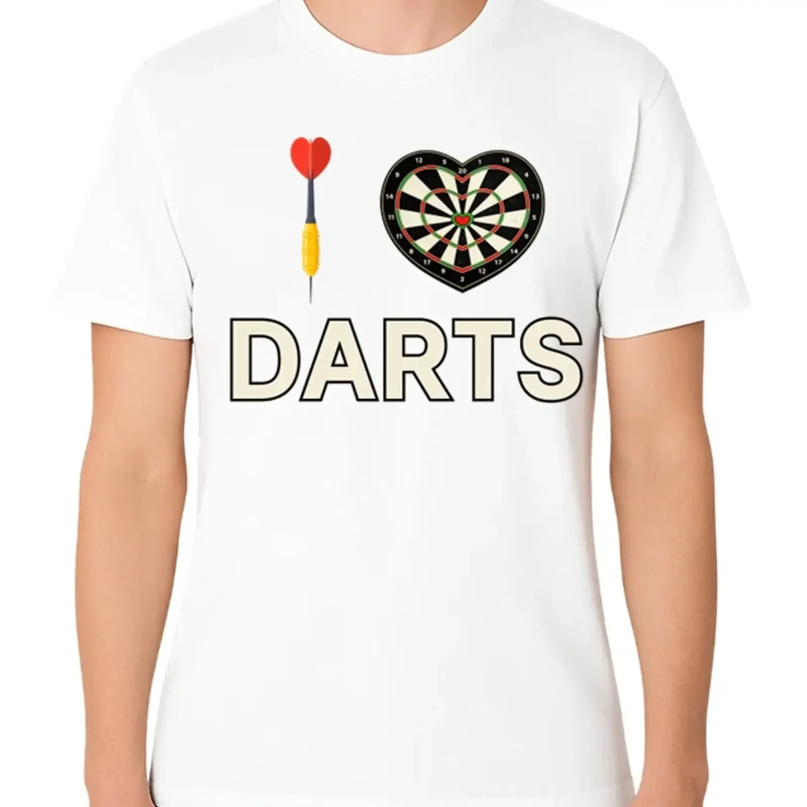 I Love Darts T Shirt Dartboard Sports Fan  vintage Washed Slightly homme Casual Top For Everyday Wear streetwear