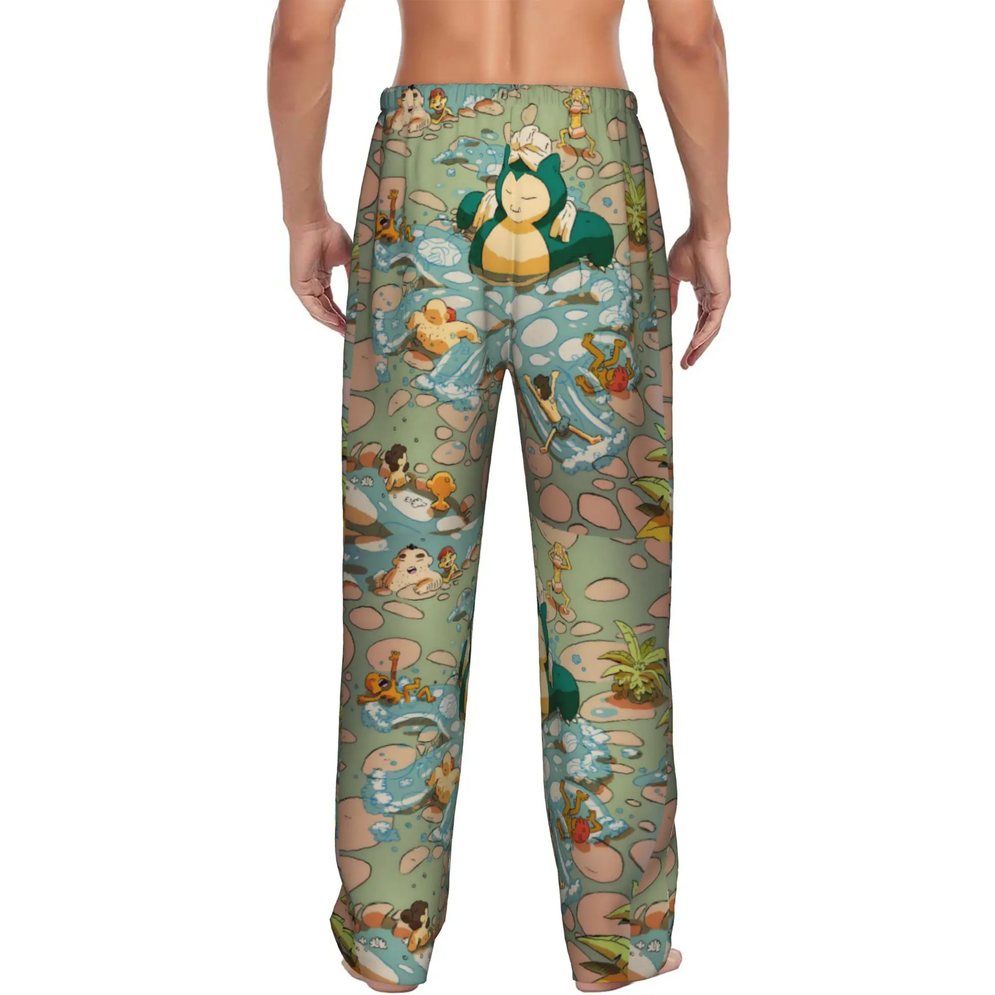 Custom S-Snorlaxed Anime Pajama Pants Men's Monster Cartoon  Sleepwear Lounge Sleep Bottoms Stretch with Pockets