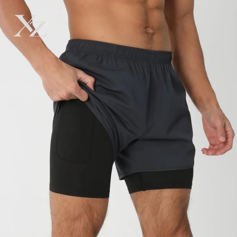 Opening Sale |Men's 2-in-1 Running Shorts Quick Dry Breathable Workout Gym Shorts with Liner Zipper Pocket Athletic Training Sho