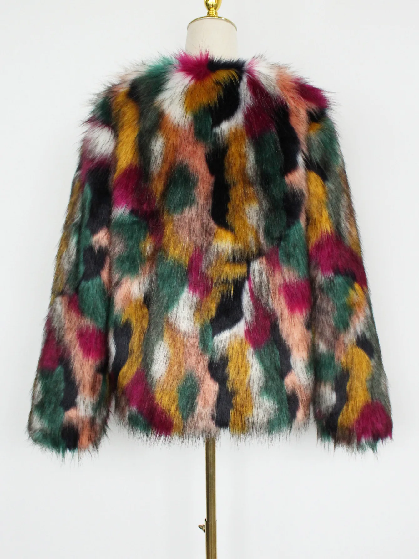 معاطف نسائية من الفرو الصناعي سترات برقبة دائرية وأكمام طويلة معطف مطبوع سميك دافئ Y2k ملابس الشارع الشهير ملابس خارجية للعمل للخريف والشتاء